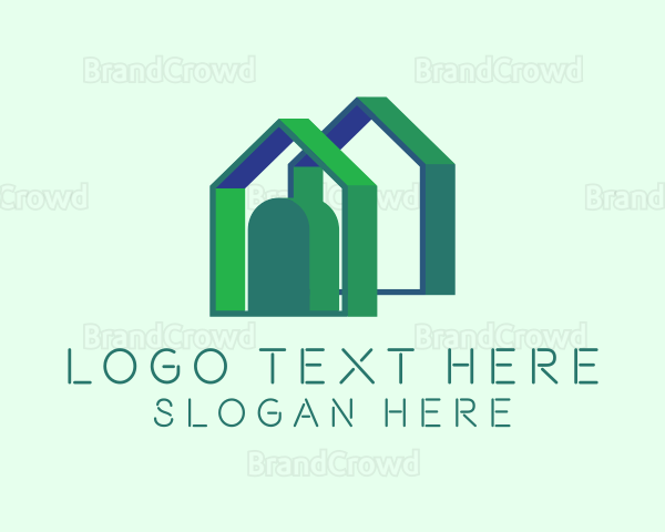 3D Green House Real Estate Logo