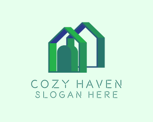 3D Green House Real Estate logo design