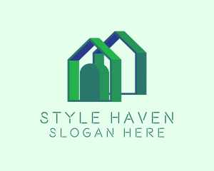 Hostel - 3D Green House Real Estate logo design