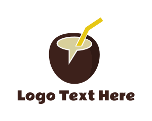 Speech Bubble - Coconut Drink Chat logo design