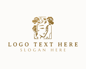 Gold - Floral Woman Beauty logo design