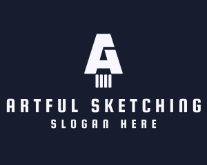 Sketching - Negative Space Pencil Draw logo design