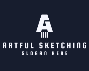 Negative Space Pencil Draw logo design