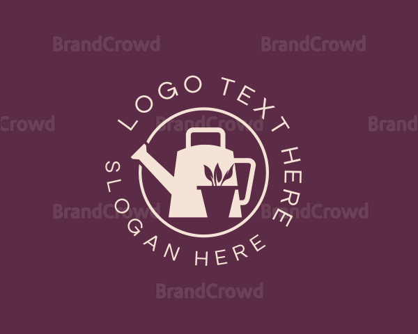 Landscaping Watering Can Plant Logo