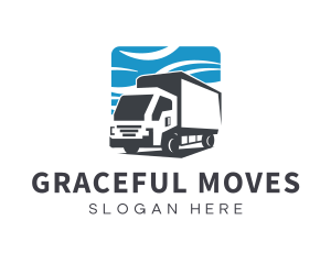 Closed Van Logistic Trucking logo design