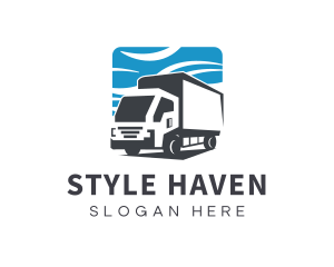 Trailer - Closed Van Logistic Trucking logo design