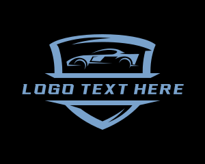 Auto Detailing - Racing Car Shield logo design