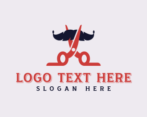 Barber - Mustache Barber Shears logo design