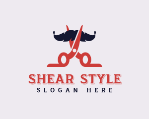 Mustache Barber Shears logo design