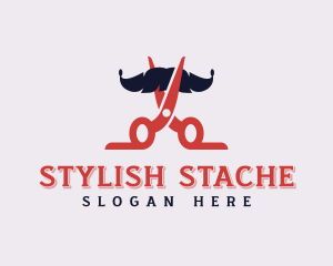 Mustache Barber Shears logo design