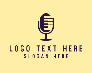 Radio - Piano Microphone Podcast logo design