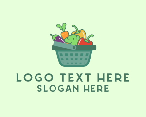 Eggplant - Vegetable Grocery Basket logo design