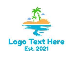 Swimming - Summer Beach Island logo design