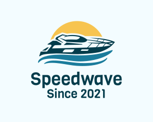 Motorboat - Sun Wave Speedboat logo design