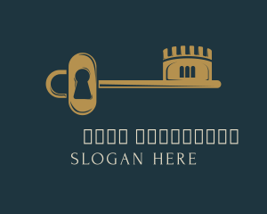 Keyhole - Tower Silhouette Key logo design