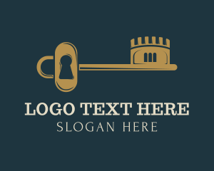 Lock - Tower Silhouette Key logo design