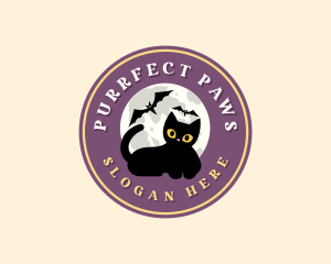 Cute Halloween Cat logo design