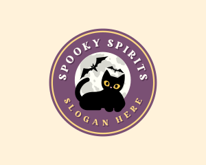 Cute Halloween Cat logo design