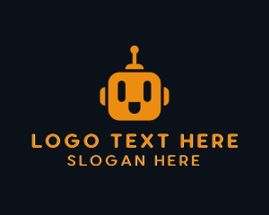 Online - Smiley Robot Head Antenna logo design