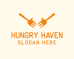 Hungry - Utensils Fork Hands logo design