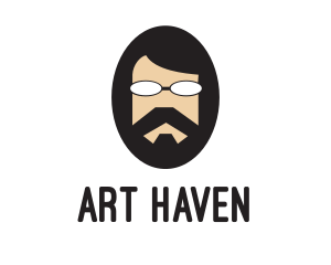 Hipster Man Beard logo design