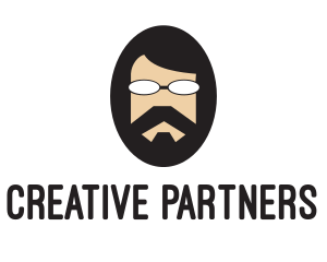 Hipster Man Beard logo design