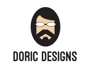 Hipster Man Beard logo design