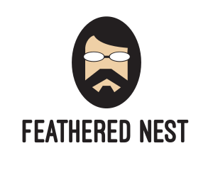 Hipster Man Beard logo design