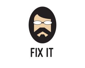 Hipster Man Beard logo design