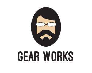 Hipster Man Beard logo design