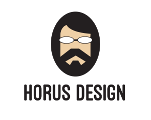 Hipster Man Beard logo design