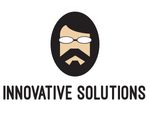 Hipster Man Beard logo design