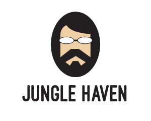 Hipster Man Beard logo design