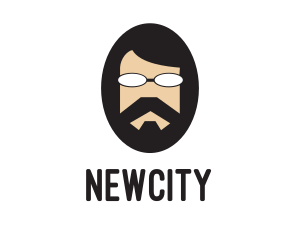 Hipster Man Beard logo design