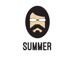 Hipster Man Beard logo design