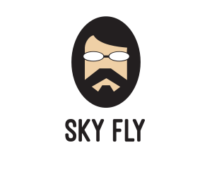 Hipster Man Beard logo design