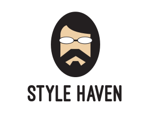 Hipster Man Beard logo design