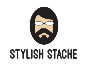 Moustache - Hipster Man Beard logo design