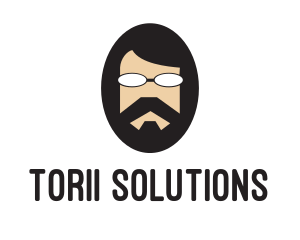 Hipster Man Beard logo design