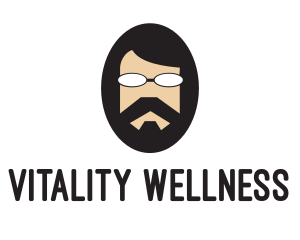 Hipster Man Beard logo design