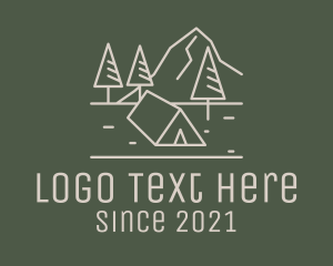 Tent - Nature Glamping Line Art logo design