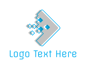 Blue - Digital Pixel Arrow logo design