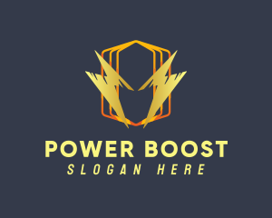 Hexagon Lightning Power logo design