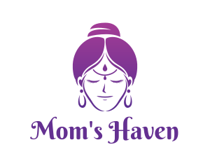 Mom - Indian Woman Meditation logo design