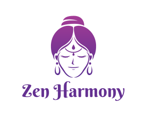 Buddhism - Indian Woman Meditation logo design