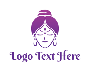 Buddhism - Indian Woman Meditation logo design