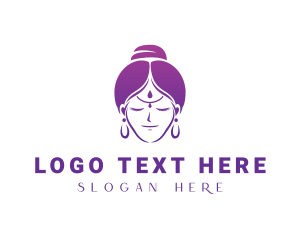 Indian Woman Meditation logo design