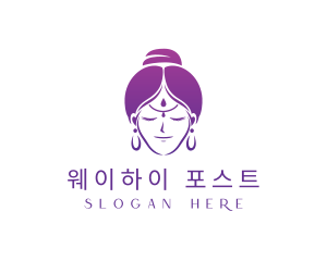 Indian Woman Meditation logo design