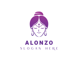 Indian Woman Meditation logo design