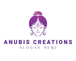 Indian Woman Meditation logo design